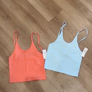 American Eagle Crop Coral and Light Blue Tank Top Bundle
